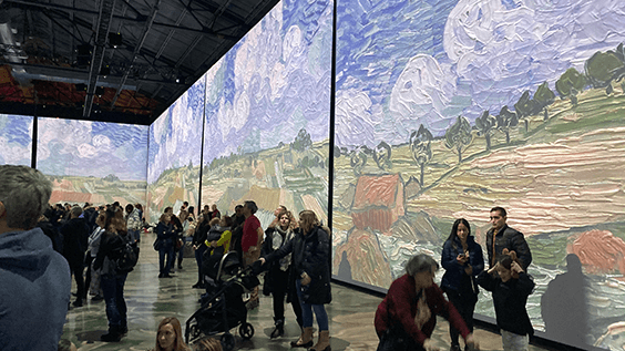 The Imagine Van Gogh exhibit builds a 3D digital landscape, with music and movement that immerses the viewer at all angles.